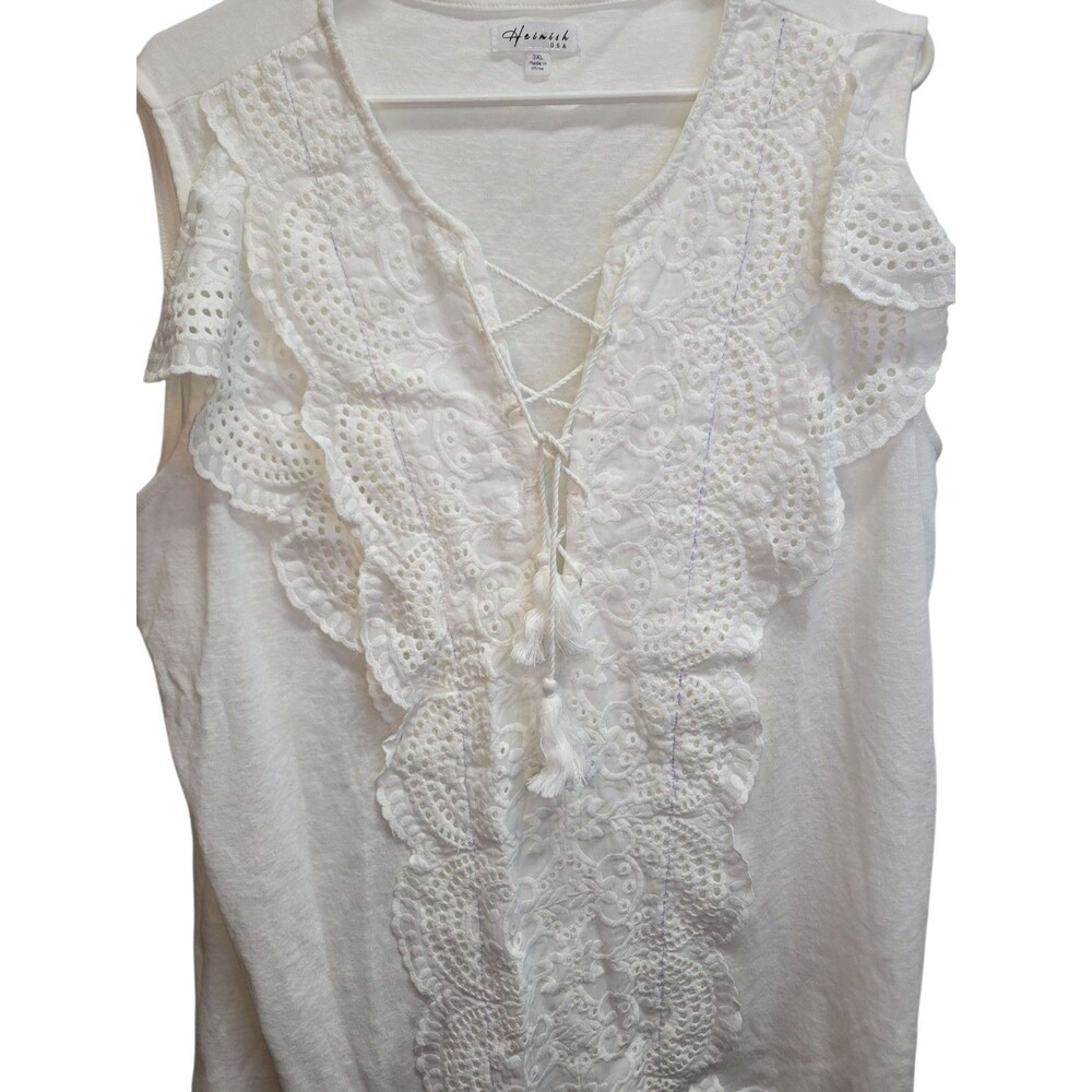 Heimish USA Womens Size 3X Tunic Tank Top Shirt‎ Blouse White